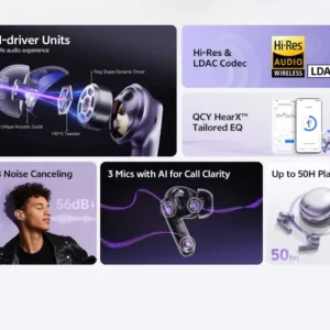 QCY MeloBuds N70 Adaptive Hybrid ANC Wireless Earbuds