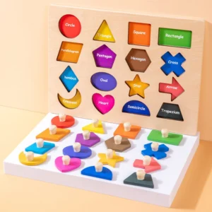 Montessori Toddler Teaching Aids Puzzle Montessori Magnetic Geometric Shape Inlay Board Wooden Shape Clutch Board Toy