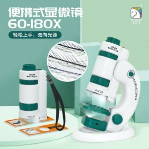 Portable Children's Microscope 180 Times High Definition Science Experiment Toy suit Science Excellent Horse Cross-border Hot Selling