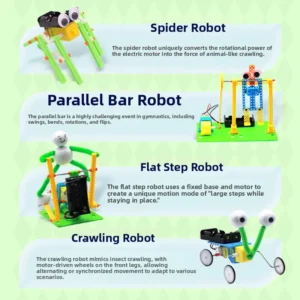 Four-in-One STEM Robot kit, DIY Robot kit, Physics Engineering for Kids