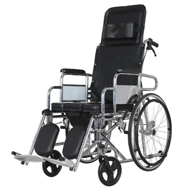 Reclining High Back Manual Wheelchair Chromed Steel Patient Wheelchair Bangladesh